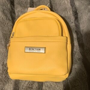 #386 NWT Kenneth Cole Reaction Sunny Yellow Mini Backpack with chained pouch